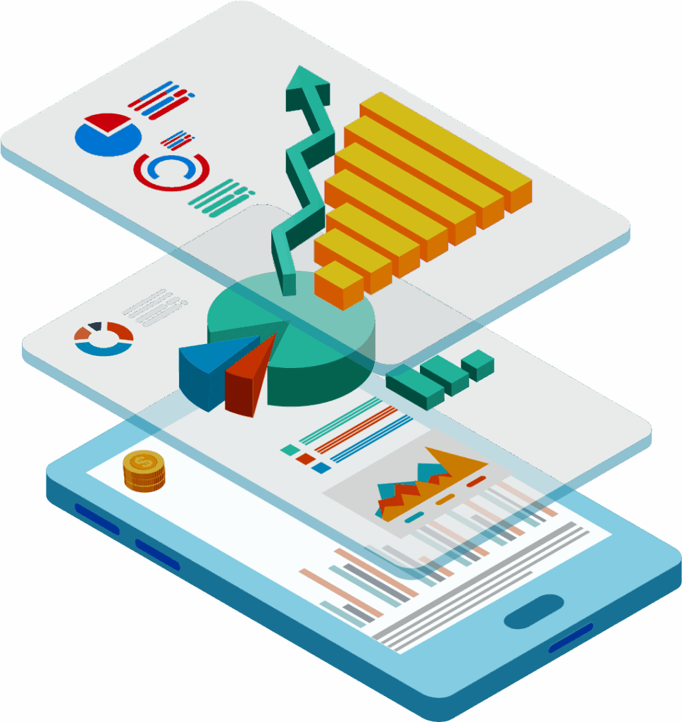 Smartphone displaying marketing performance graph