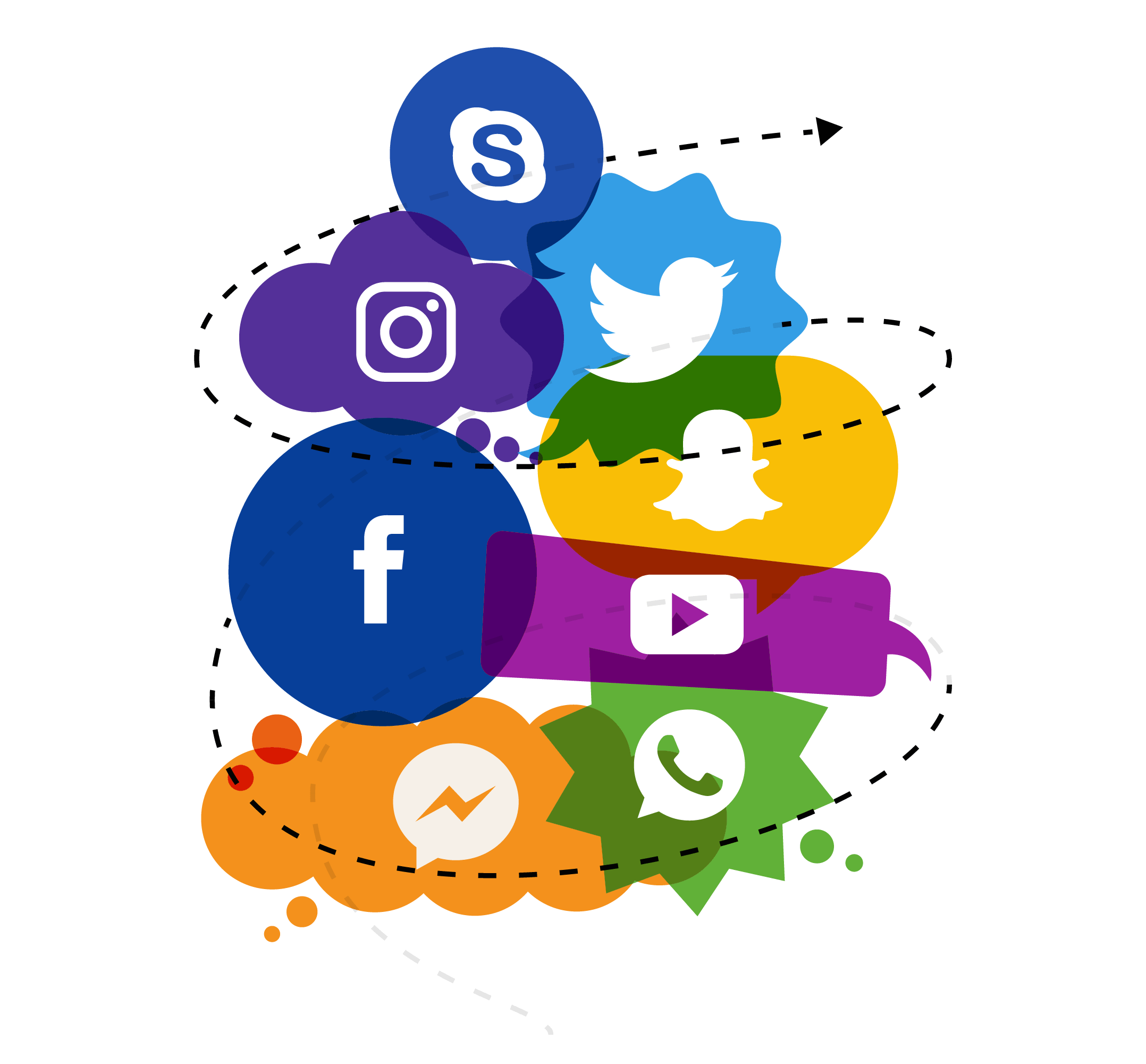 Social media icons representing multi-platform advertising services